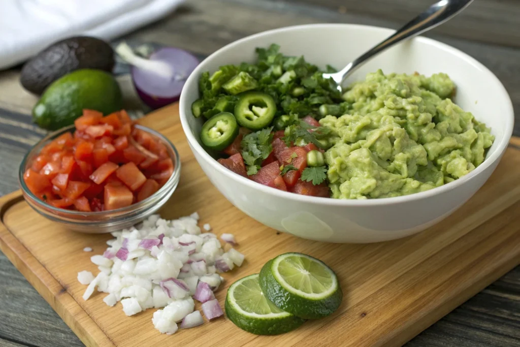 Slice and pit the avocados for the 4 Ingredient Guacamole Recipe.