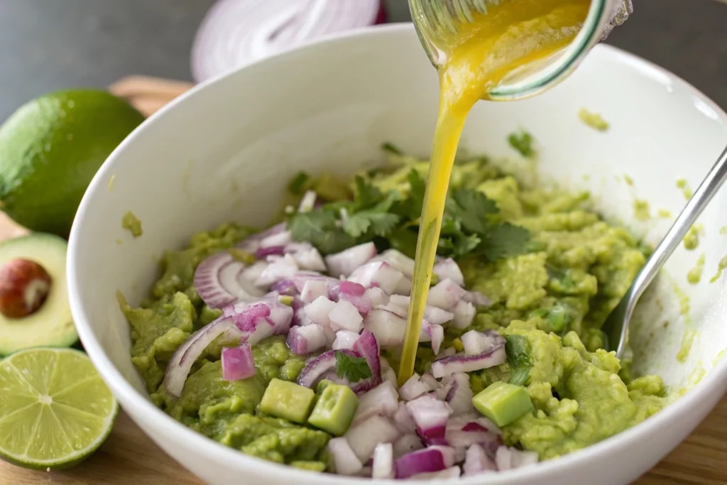  Add onion and citrus to the 4 Ingredient Guacamole Recipe.