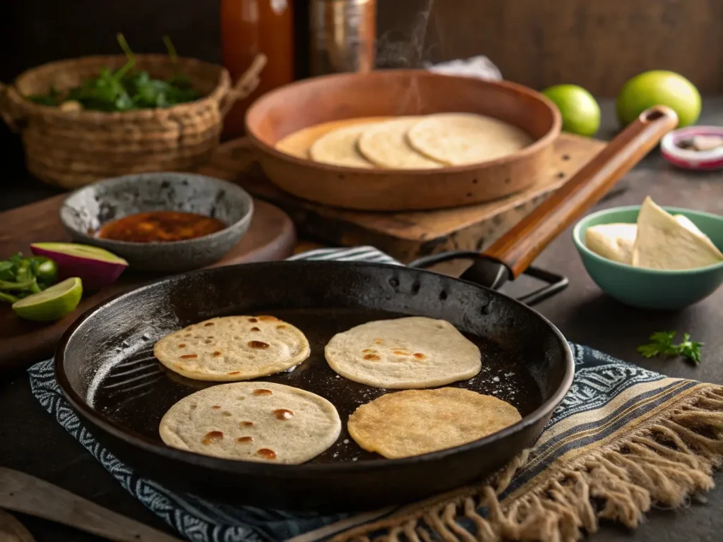 Freshly fried tortillas in preparation for chilaquiles.