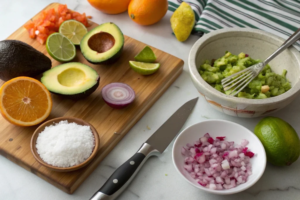 Prepare your workspace for the 4 Ingredient Guacamole Recipe.