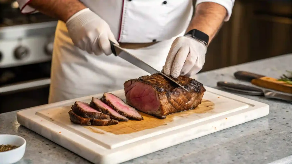  Chef slicing a  Chef John’s Perfect Prime Rib