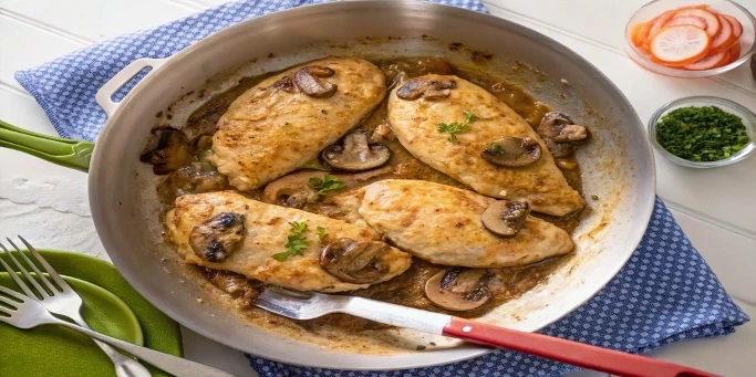 Chicken Marsala is an Italian-style recipe for tender pan-fried chicken breasts in a sweet Marsala wine and mushroom sauce. It's super quick and easy to make for a weeknight dinner and sophisticated enough for company.