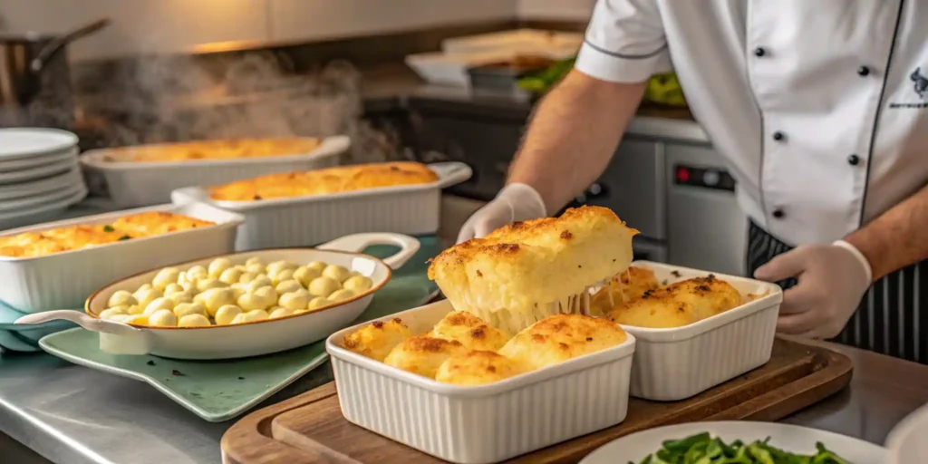 This funeral potatoes recipe is easy to make for a creamy, cheesy potato side dish. You can add anything you like to jazz this casserole up. You can use potato chips, tortilla chips, or even cornflakes for the topping. I like to use sour cream and onion potato chips.