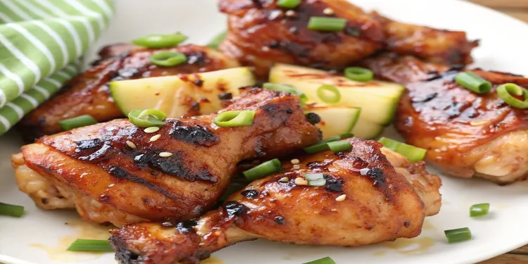 Backyard barbecue scene with Huli Huli Chicken on the grill
