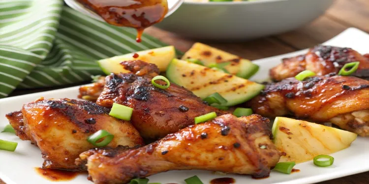 Close-up of caramelized Huli Huli Chicken showing juicy texture and char