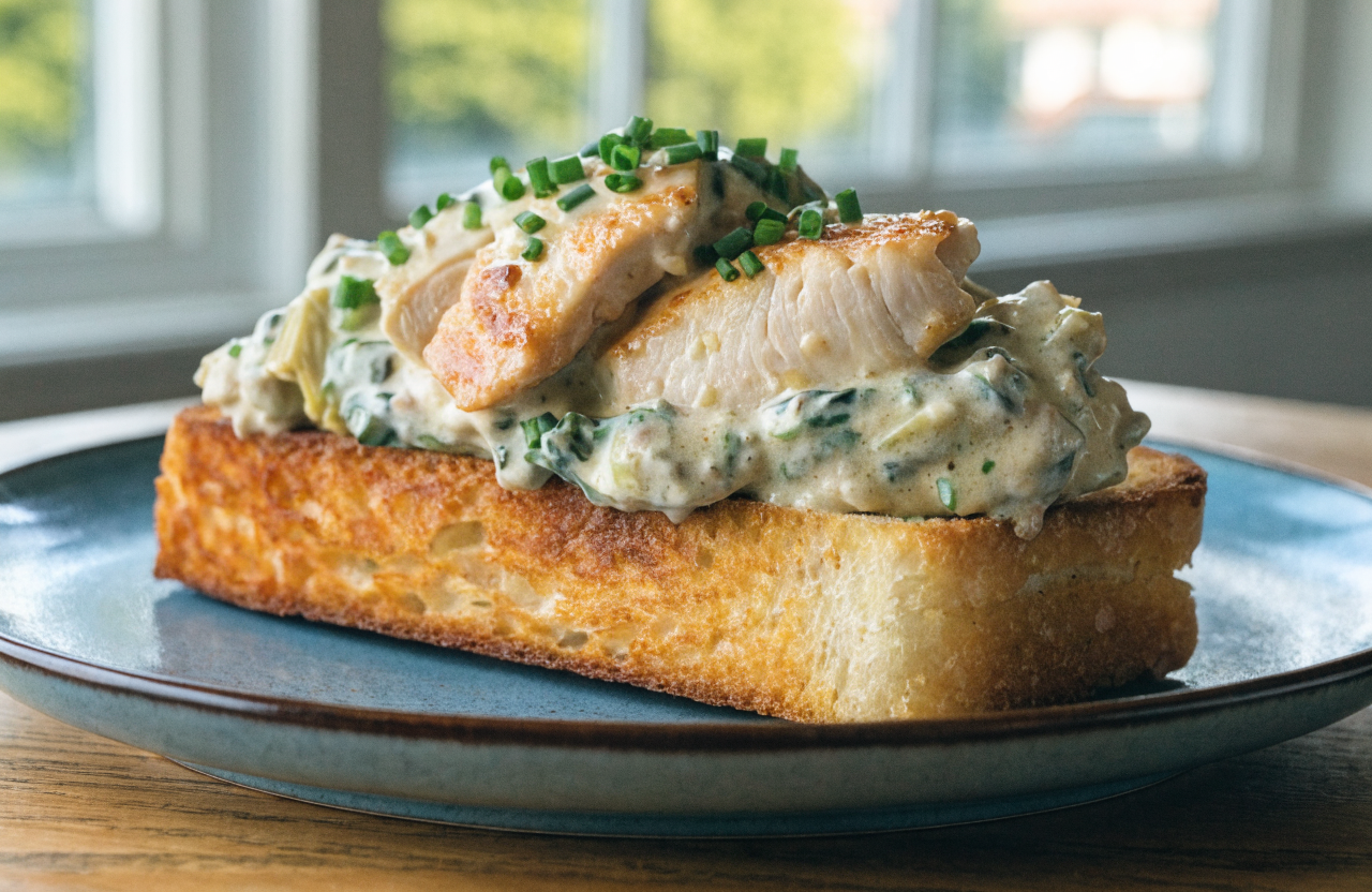 4-Ingredient Spinach Artichoke Chicken Texas Toast - 4-Ingredient Spinach Artichoke Chicken Texas Toast: The Ultimate Easy Weeknight Dinner