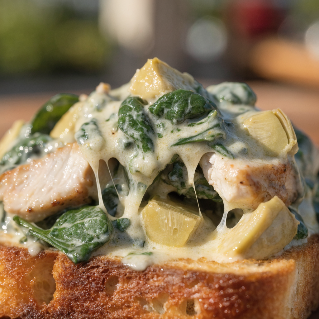 4-Ingredient Spinach Artichoke Chicken Texas Toast step 4 - A mouth-watering extreme macro close-up