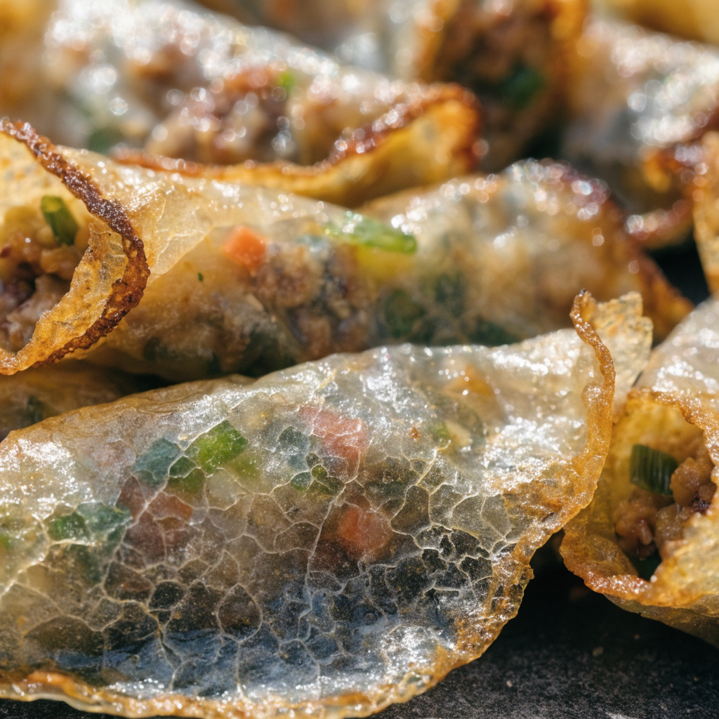 crispy rice paper dumplings step 4 - A mouth-watering extreme macro close-up