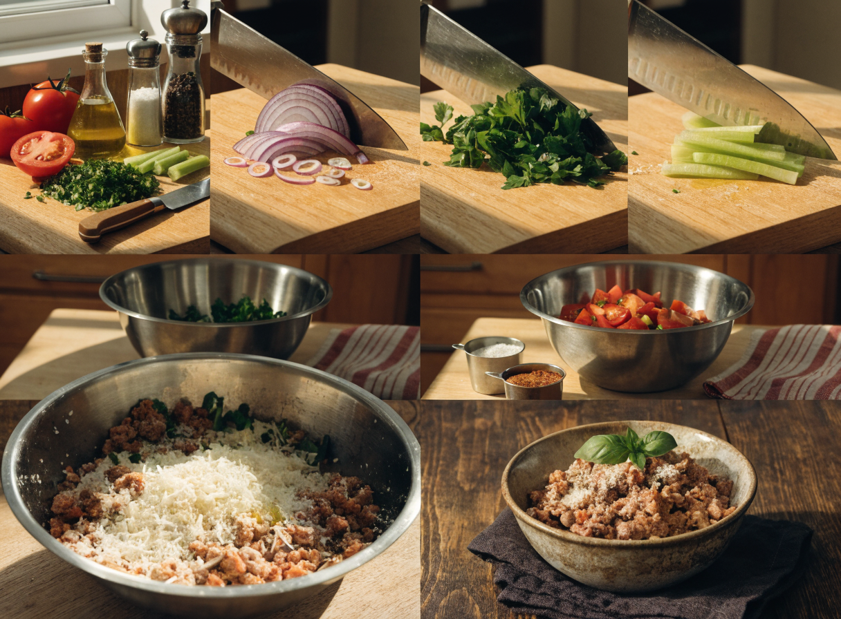 chopped italian grinder salad bowl step 3 - A photography collage split into multipl