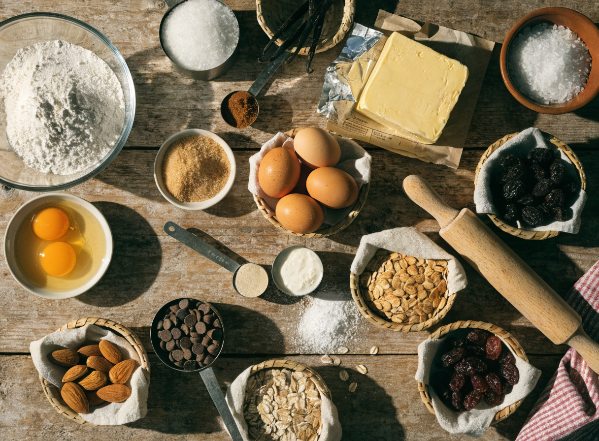 Grandma Ricke's Cookie Recipe step 1 - A beautifully organized flatlay (mise en