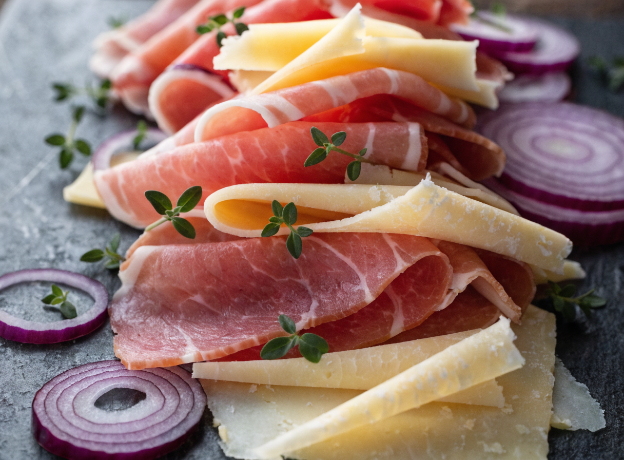 Is an Italian grinder salad keto-friendly? step 1 - Close up detailed photo of thinly sliced