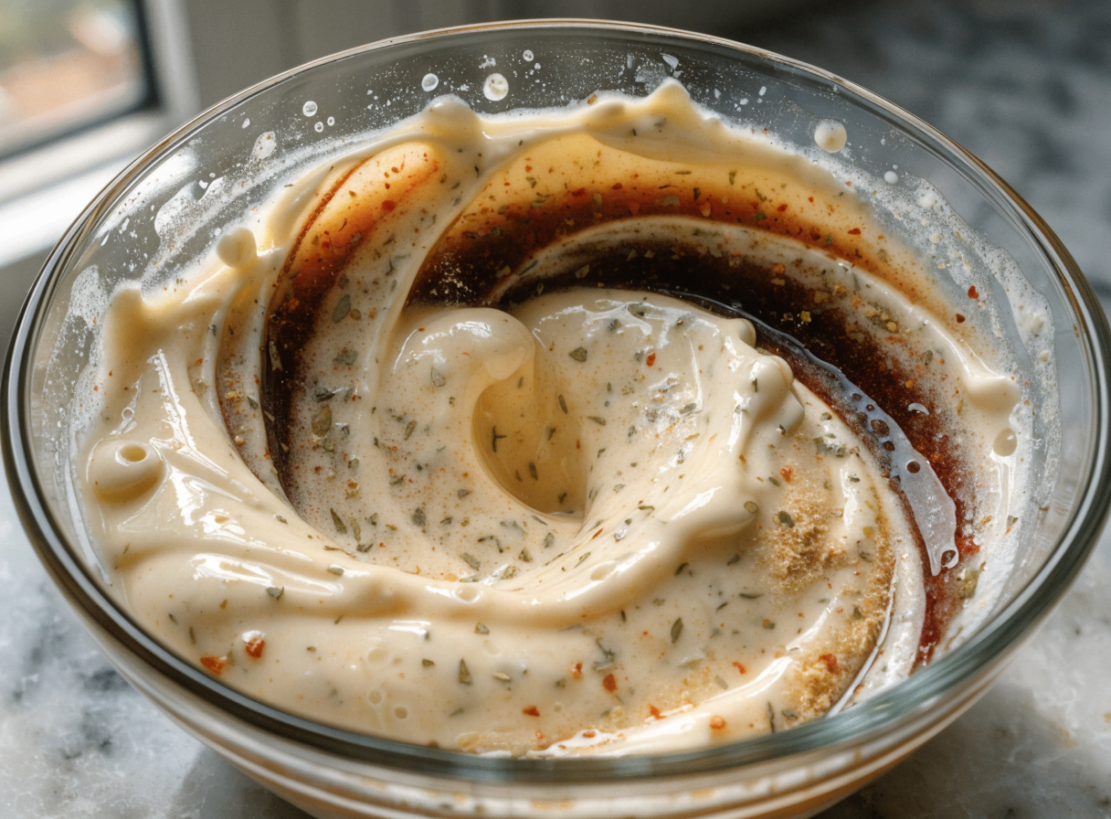 Is an Italian grinder salad keto-friendly? step 2 - Macro photograph of a creamy, zesty grin