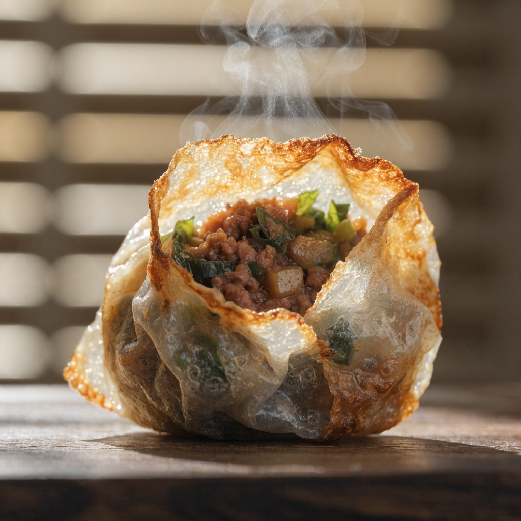 Why are my rice paper dumplings chewy? step 2 - Detailed food photography of a rice pape