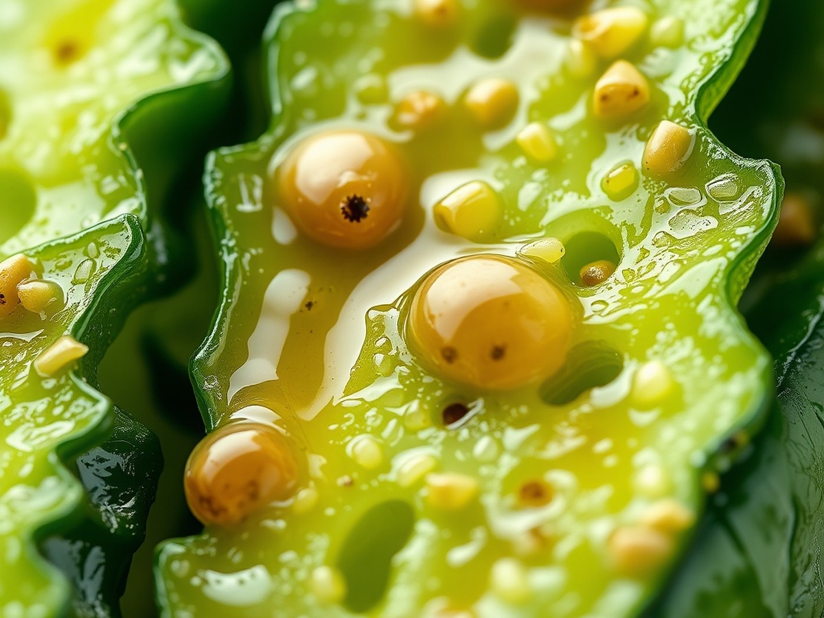 Why do you smash cucumbers in a salad? cooking technique - Macro photograph of rough, jagged cucumber edges absorbing glistening