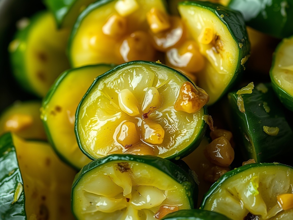 Why do you smash cucumbers in a salad? cooking technique - Detailed photorealistic shot of irregularly fractured cucumber pieces