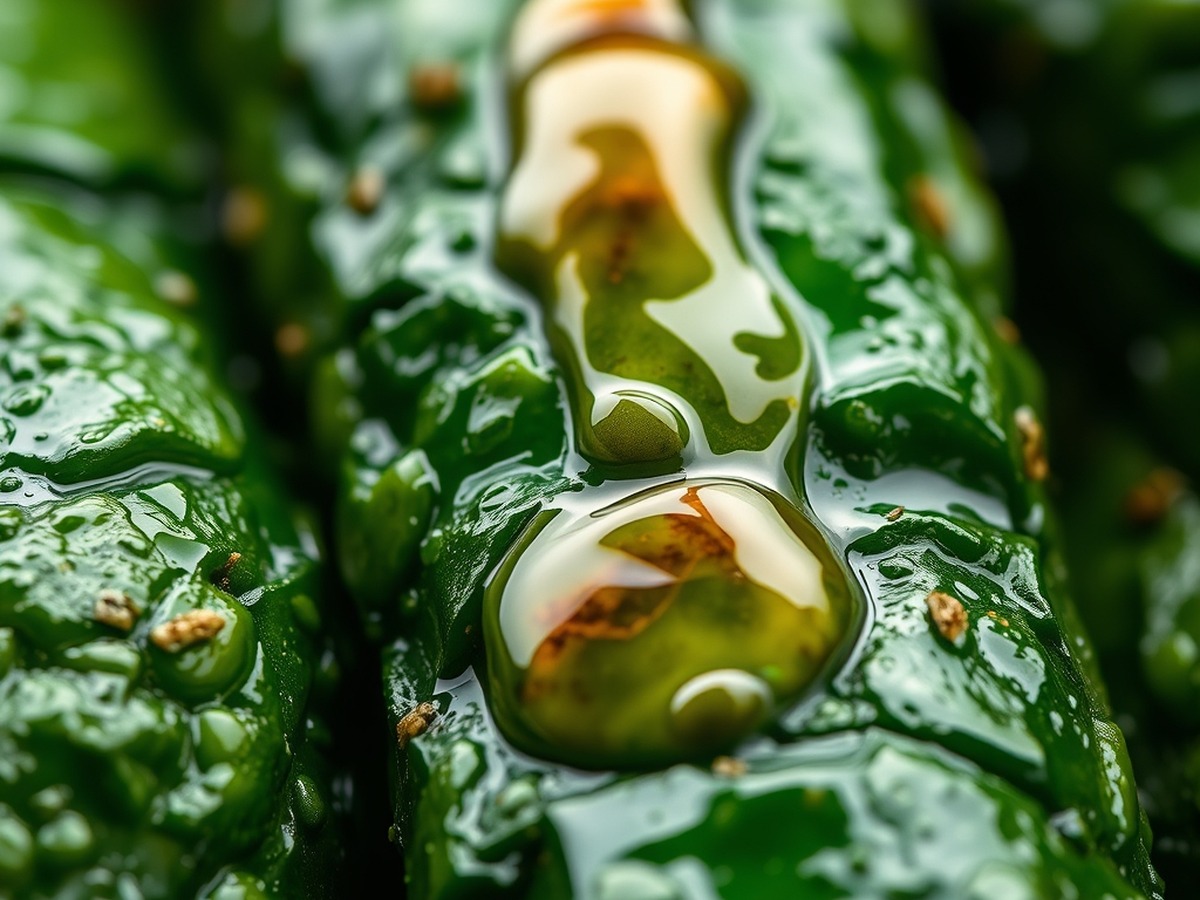 Why do you smash cucumbers in a salad? cooking technique - Macro photograph of rough, jagged cucumber surfaces glistening with a