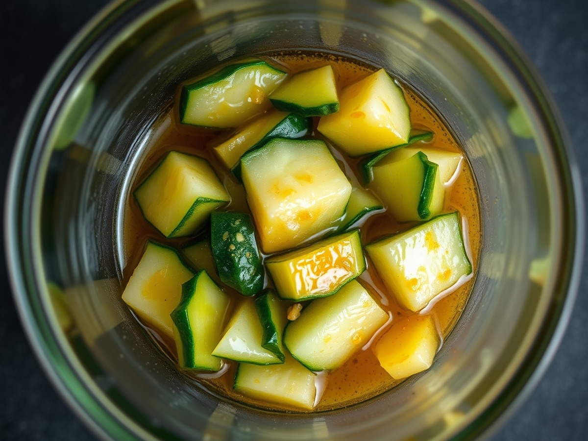 Why do you smash cucumbers in a salad? cooking technique - A detailed photograph of rough, jagged smashed cucumber pieces absorbi